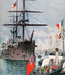 French Flotilla in Portsmouth Harbour, 1891. Creator: F Meaulle