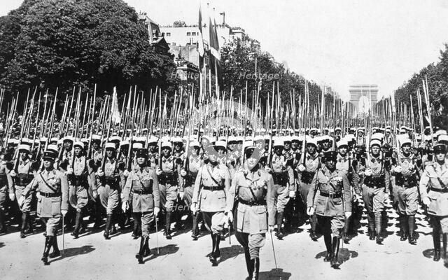 French Foreign Legion review, Paris, 14 July 1939. Artist: Unknown