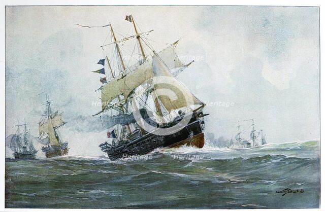 French frigate, 'La Surveillante', 1870 (20th century). Artist: Albert Sebille