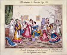 French frippery and impertinence!! Que les Anglaises sont Betes 1827. Artist: Edwin Flood