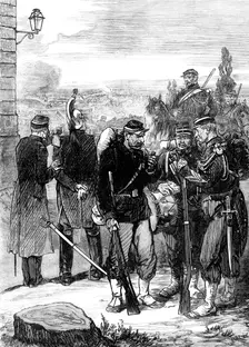 French gendarmes and sergents de ville at Meudon, 1871. Creator: W. J. R.