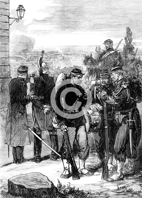 French gendarmes and sergents de ville at Meudon, 1871. Creator: W. J. R..