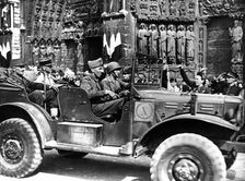 French General Philippe Leclerc outside Notre Dame, liberation of Paris, August 1944