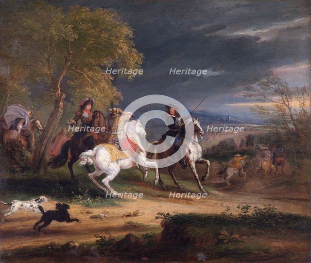 'French Generals Arriving before a Town', 1678. Artist: Adam Frans van der Meulen.