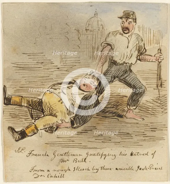 French Gentleman Gratifying His Hatred of Mr. Bull..., n.d. Creator: John Leech.