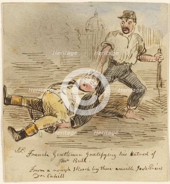 French Gentleman Gratifying His Hatred of Mr. Bull..., n.d. Creator: John Leech.