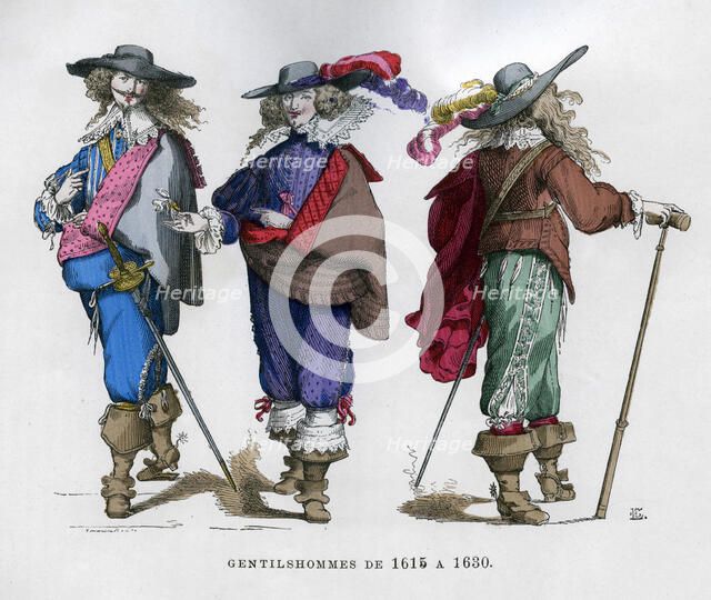 French gentlemen's costume, 1615-1630 (1882-1884). Artist: Unknown