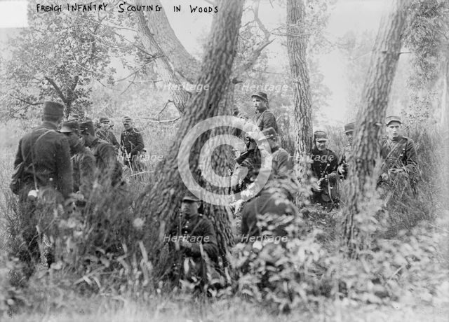 French Infantry scouting in woods, between c1914 and c1915. Creator: Bain News Service.