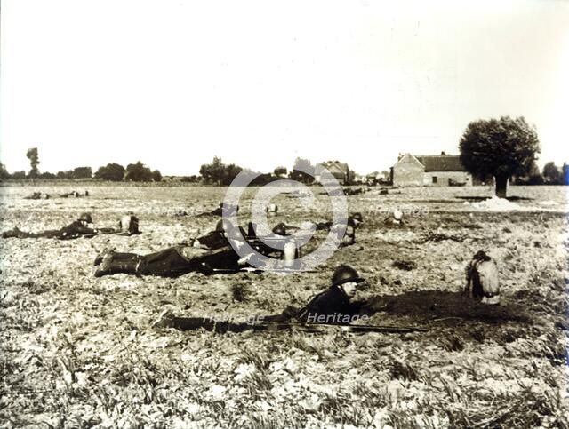 French infantry take up their positions, France, World War II, c1944-c1945. Artist: Unknown