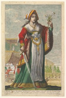 French Judith, an illustration from Pierre Le Moyne's La Gallerie des femmes fortes 1647. Creator: Abraham Bosse