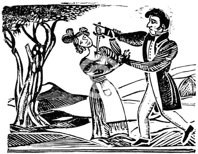French popular woodcut used for illustrating murders, c1840 (1964).  Artist: Anon