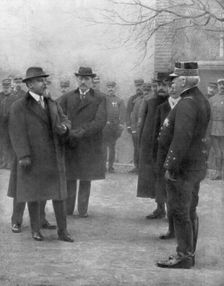 French President Raymond Poincare meeting General Joseph Joffre, 1914. Creator: Unknown