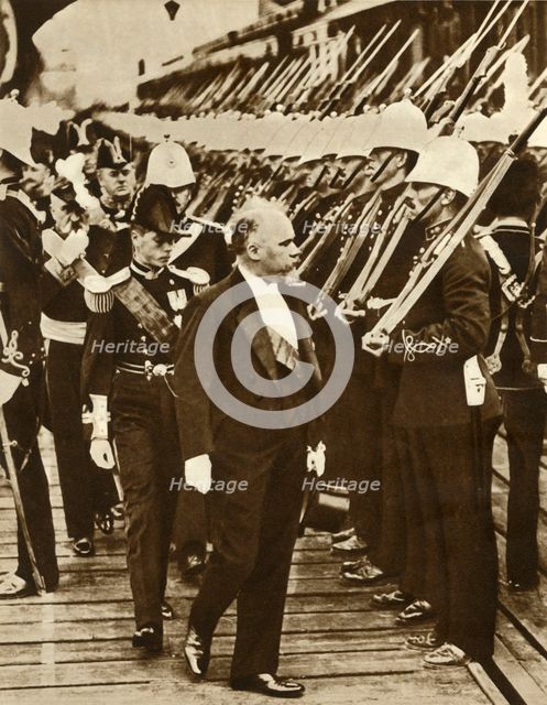 French President Raymond Poincaré with Edward, Prince of Wales, at Portsmouth, June 1913, (1935). Creator: Unknown.