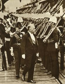 French President Raymond Poincaré with Edward, Prince of Wales, at Portsmouth, June 1913, (1935). Creator: Unknown