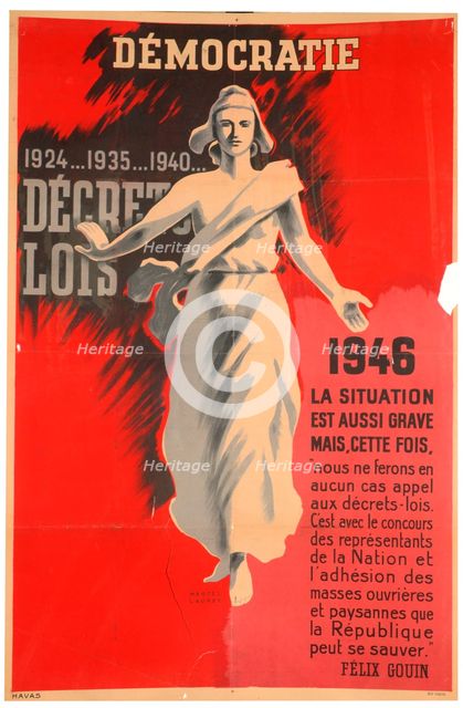 French pro-democracy poster, 1946. Artist: Havas