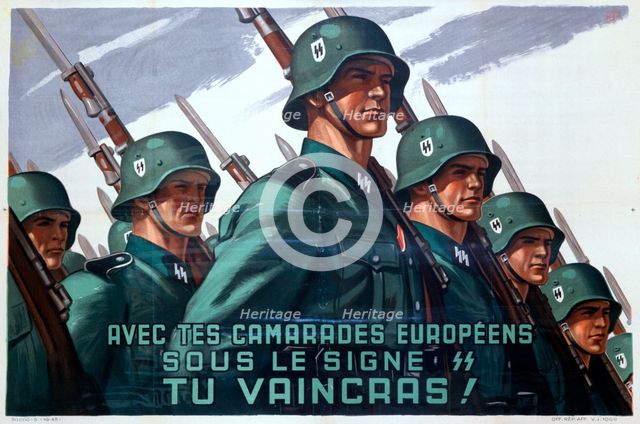French recruitment poster for the SS, 1943-1944. Artist: Unknown