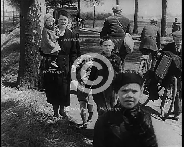 French Refugees on the Move Away from the Front Line, 1940. Creator: British Pathe Ltd.