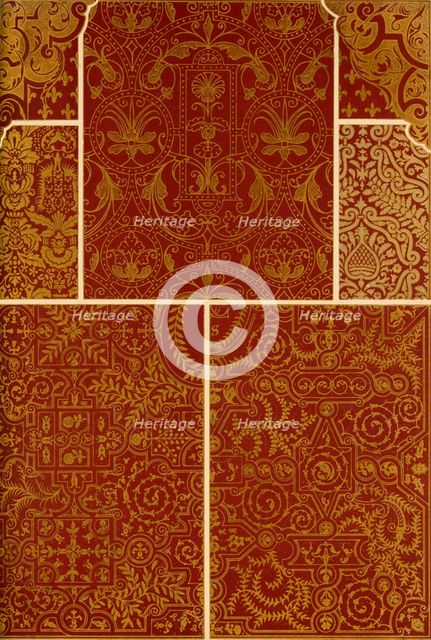 French Renaissance weaving, embroidery and book covers, (1898). Creator: Unknown.