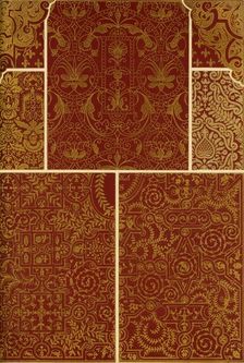 French Renaissance weaving, embroidery and book covers, (1898). Creator: Unknown