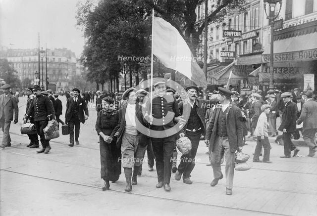 French Reservists going to R.R. station in Paris, between c1914 and c1915. Creator: Bain News Service.