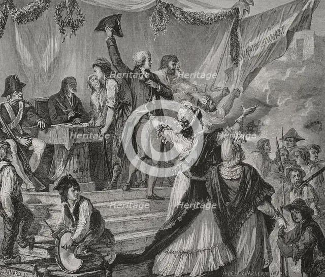 French Revolution: Enlistment of volunteers, 1876.  Creators: Hippolyte de la Charlerie, Jonnard.