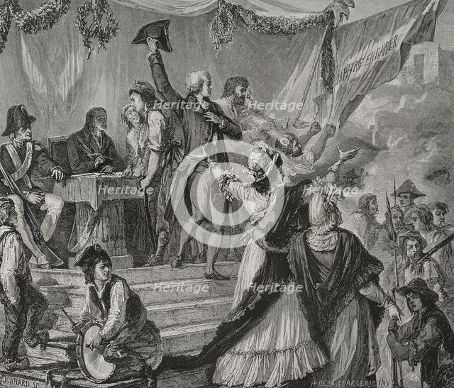 French Revolution: Enlistment of volunteers, 1876.  Creators: Hippolyte de la Charlerie, Jonnard.