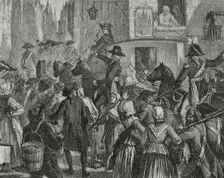 French Revolution: King Louis XVI (1754-1793) and the royal family taken to the Temple...1792 (1876) Creator: Hippolyte de la Charlerie