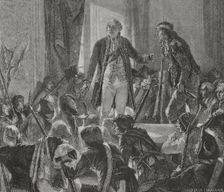 French Revolution: Louis XVI drinking to the health of the nation, Paris, 1876. Creators: Hippolyte de la Charlerie, Jonnard