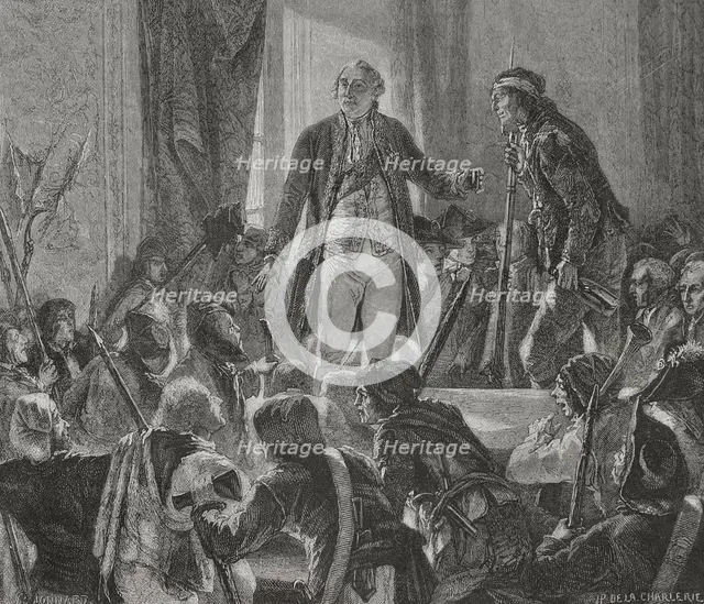 French Revolution: Louis XVI drinking to the health of the nation, Paris, 1876.  Creators: Hippolyte de la Charlerie, Jonnard.