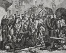 French Revolution: Slaughter of clerics, September Massacres (2 to 6 September 1792), 1876. Creator: Charles Maurand