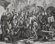 French Revolution: Slaughter of clerics, September Massacres (2 to 6 September 1792), 1876. Creator: Charles Maurand