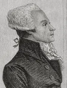 French Revolution: Portrait of Robespierre speaking in Convention, 1876. Creator: Adolphe François Pannemaker