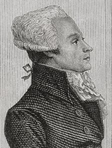 French Revolution: Portrait of Robespierre speaking in Convention, 1876. Creator: Adolphe François Pannemaker