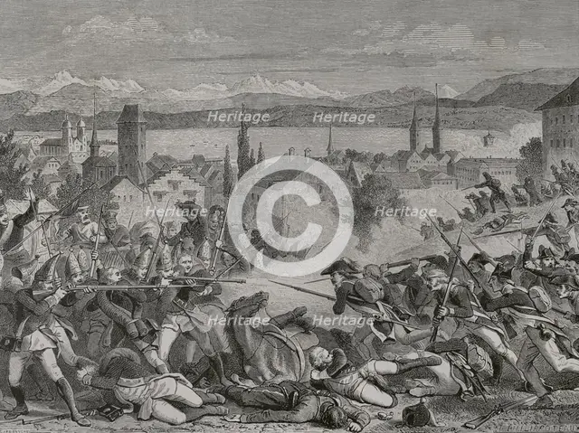 French Revolutionary Wars: Second Coalition (1709-1802) - "Battle of Zurich", 1799 (1879).  Creator: Unknown.