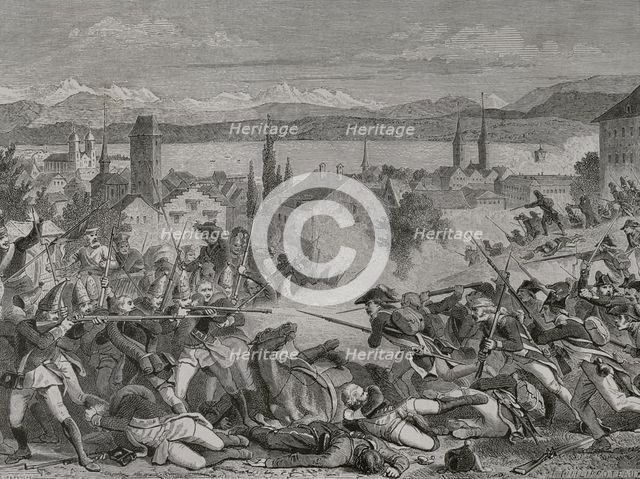 French Revolutionary Wars: Second Coalition (1709-1802) - "Battle of Zurich", 1799 (1879).  Creator: Unknown.