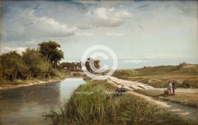 French River Landscape with a Bridge, 1866. Creator: Anton Melbye.