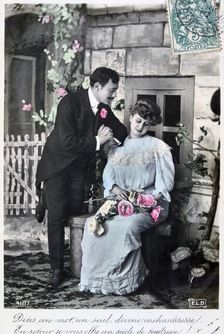 French romantic postcard, c1900