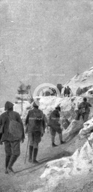 French success on the Italian front; A road in the mountains, 1917. Creator: Unknown.