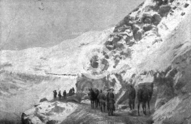 French success on the Italian front; Supply convoy between Monte Pallone..., 1917. Creator: Unknown.