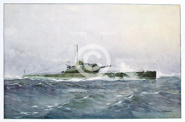 French submarine 'Surcouf', 20th century. Artist: Albert Sebille