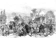 French Siege of Paris: armistice at Neuilly - people leaving their homes to go into the city, 1871. Creator: C. R.