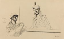French Soldier Addressing Germania, c. 1914/1919. Creator: Jean Louis Forain