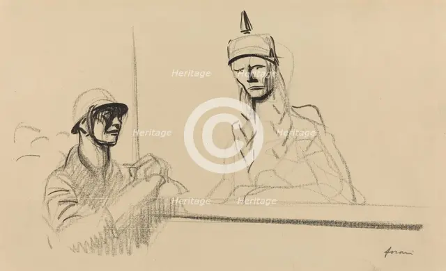 French Soldier Addressing Germania, c. 1914/1919. Creator: Jean Louis Forain.