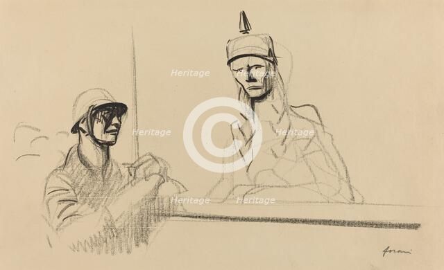 French Soldier Addressing Germania, c. 1914/1919. Creator: Jean Louis Forain.