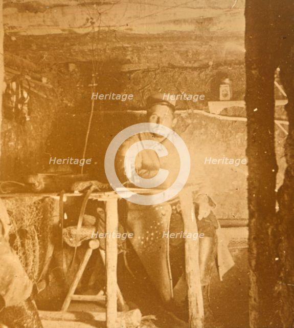 French soldier underground, c1914-c1918. Artist: Unknown.