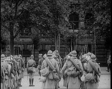 French Soldiers Marching Down the Street in the Ruhr, 1924. Creator: British Pathe Ltd