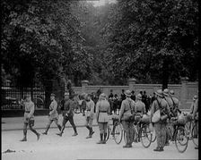 French Soldiers Marching Down the Street in the Ruhr, 1924. Creator: British Pathe Ltd