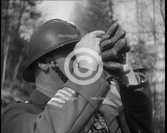 French Soldiers on a Hill Looking Out Over the Maginot Line, 1940. Creator: British Pathe Ltd.