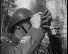 French Soldiers on a Hill Looking Out Over the Maginot Line, 1940. Creator: British Pathe Ltd