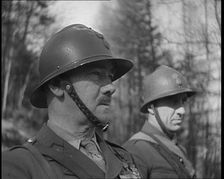 French Soldiers on a Hill Looking Out Over the Maginot Line, 1940. Creator: British Pathe Ltd